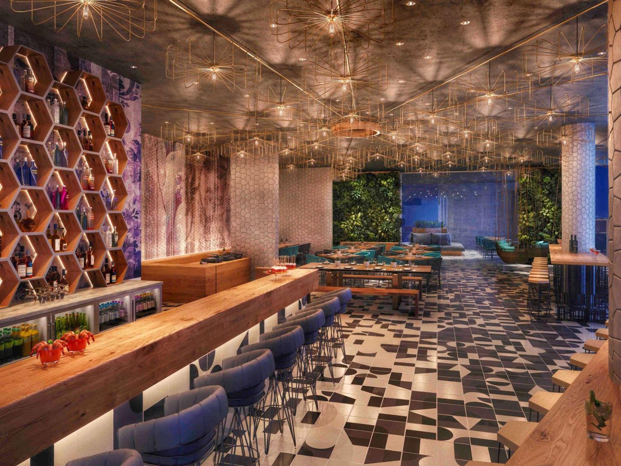 Moevenpick Hotel & Apartments Ghala Muskat Bagian luar foto The bar at the restaurant